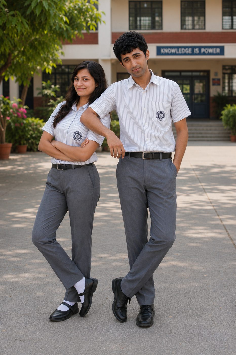 White Shirt & Grey Trouser Set